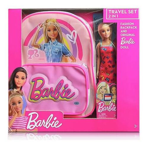 Muñeca Barbie set de viaje 2 en 1 con muñeca y mochila pequeña 44904 ODS