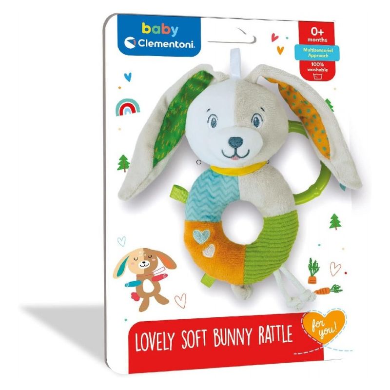 Sonajero blandito de conejito con anilla para bebés de Clementoni