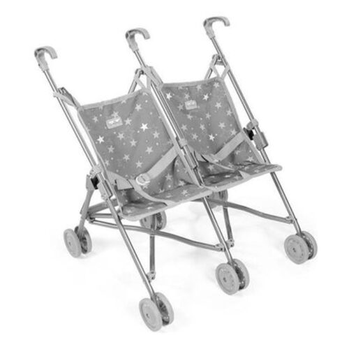 Silla Mini Gaby de bastón gemelar plegable gris para muñecas
