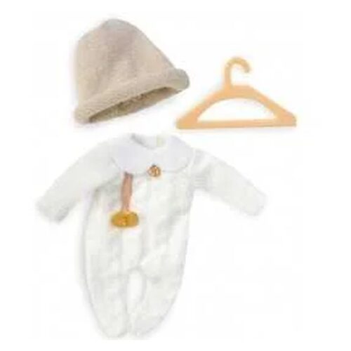 Conjunto de ropita Barriguitas con mono blanco y gorro beige con lacito