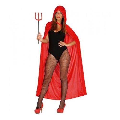 Capa de terciopelo roja con capucha para disfraz de diablesa 130cm