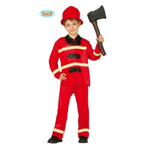 Disfraz de bombero con gorro rojo para niños de 5 a 6 años de Guirca