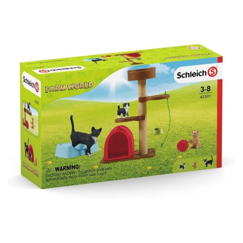 Set juego para gatos bonitos con rascador y accesorios de Schleich 42501