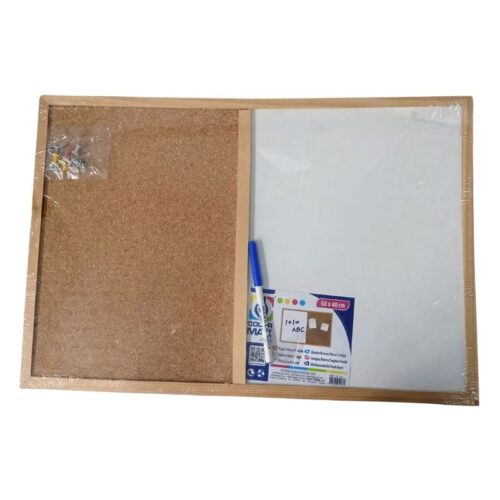 Tablero mixto de corcho y pizarra blanca rotulador de 60×40 cm 74173