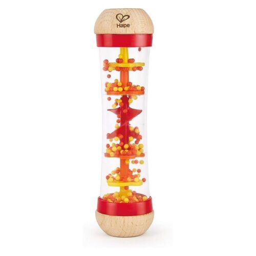 Palo de lluvia rojo de madera infantil para bebés de Hape E0327