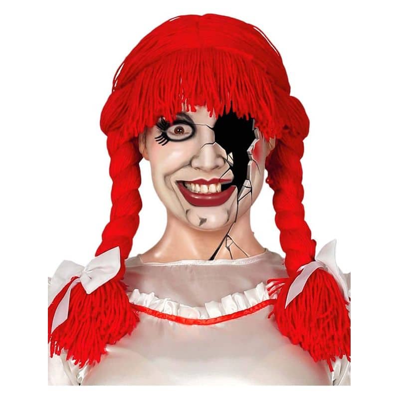 Peluca roja con coletas de lana roja 4398