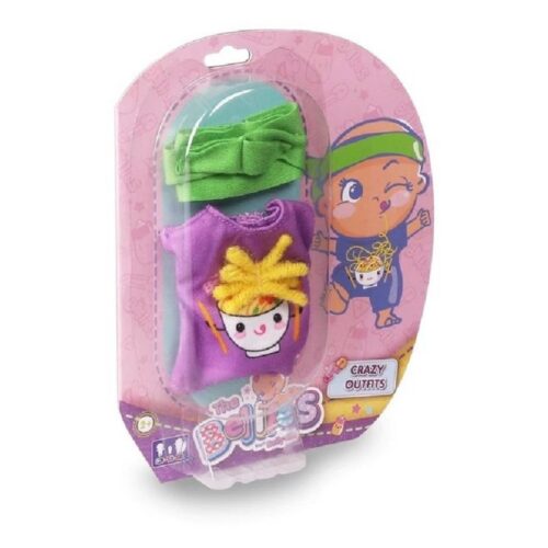Ropita Crazy Outfits morada con personaje para muñecos The Bellies Famosa