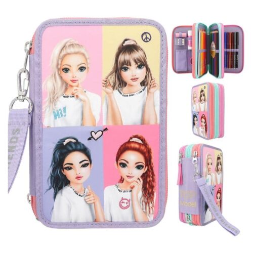 TopModel Estuche escolar lila Snap Shots con triple cremallera