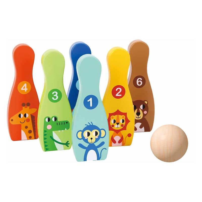 Juego de bolos educativo infantil de madera para niños