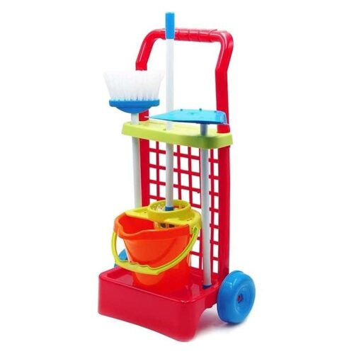 Carrito de limpieza infantil con accesorios en color rojo Tachan T00696