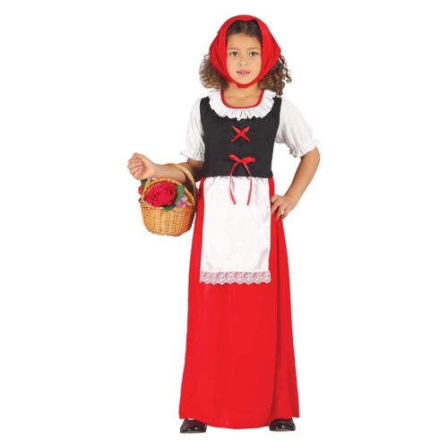 Disfraz de pastora roja 5-6 años para carnaval o belén viviente de 5-6 años