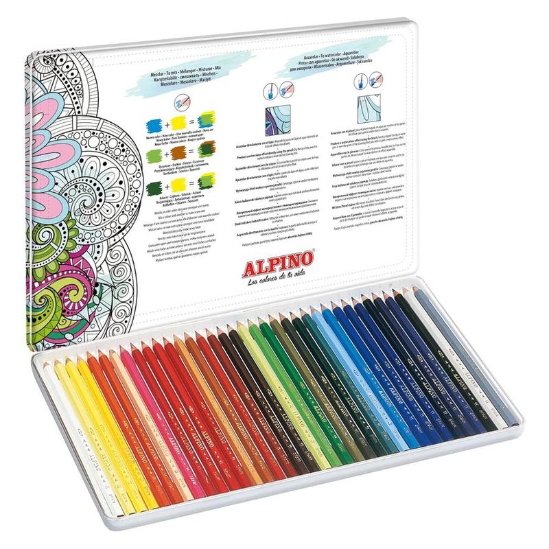Caja de metal de alpino color experience con 36 lápices de colores AL000242 - Imagen 2