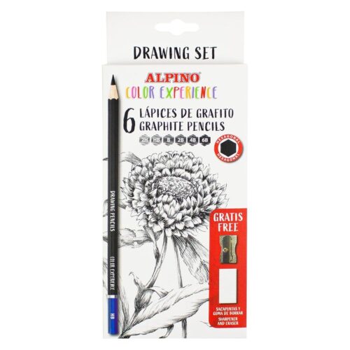 Alpino color experience Set de 6 lápices de grafito, sacapuntas y goma de borrar