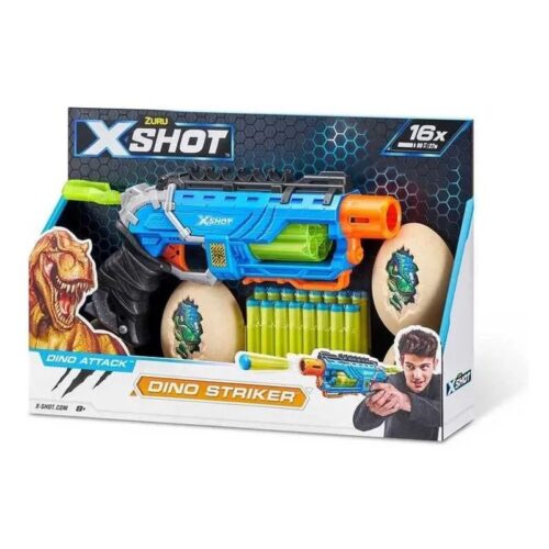 Pistola X- shot dino striker con 16 dardos y dos huevos a los que disparar