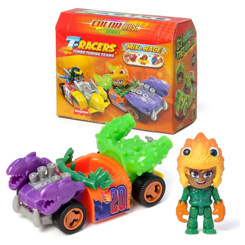 T-Racers de la serie Color Rush con coche y piloto sorpresa Magic Box