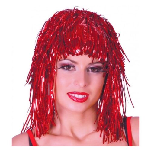 Peluca rojo brillante lumalina para disfraz de carnaval 4142