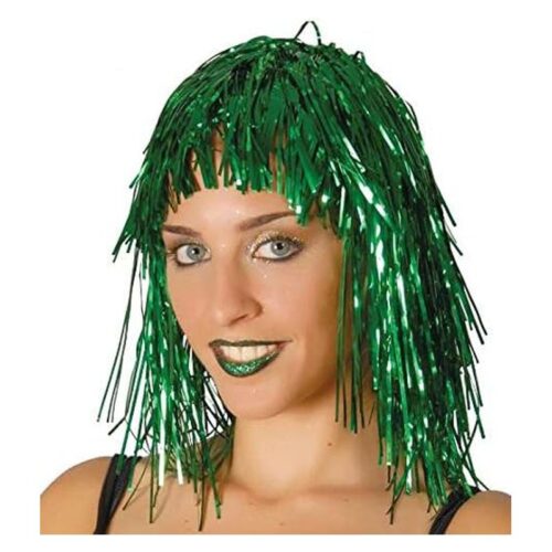 Peluca verde brillante lumalina para disfraz de carnavales o halloween 4143