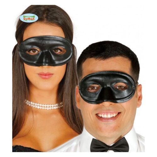 Antifaz colombina de seda negro para disfraz de carnavales y halloween Guirca 12446
