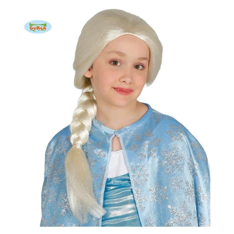 Peluca princesa infantil escarchada nieve para disfraz de princesa animada