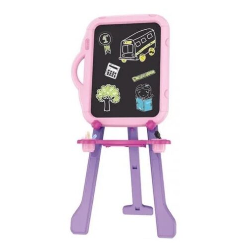 Pizarra infantil rosa reversible 2 en 1 magnetica y de tiza