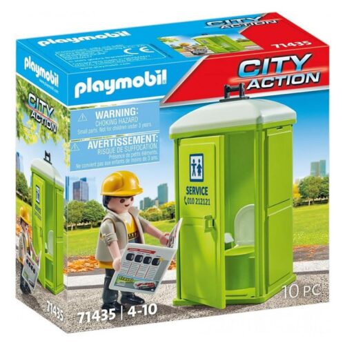 Playmobil Aseo portátil verde con obrero de la línea City Action 71435