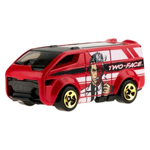 Mini vehículo Hot Wheels Batman Vanster Two-Face rojo y blanco HLK64
