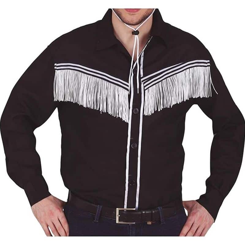 Disfraz camisa de vaquero con flecos blancos talla adulto Talla L 17476