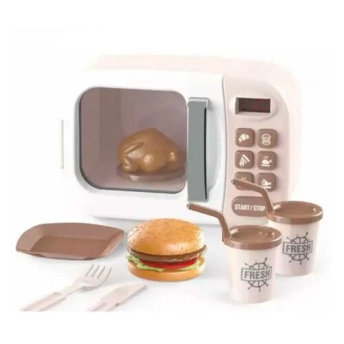 Mini microondas infantil interactivo con piezas de comida