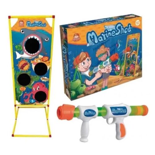 Set pistola de bolas y diana con estampado de animales marinos
