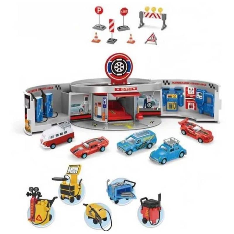 Playset mini lavadero de coches con accesorios de limpieza