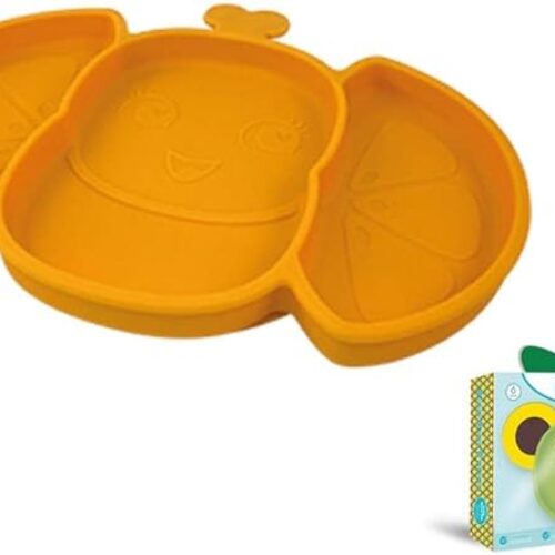 Plato antideslizante de silicona de Orangiefly de los Frootimals FT00007