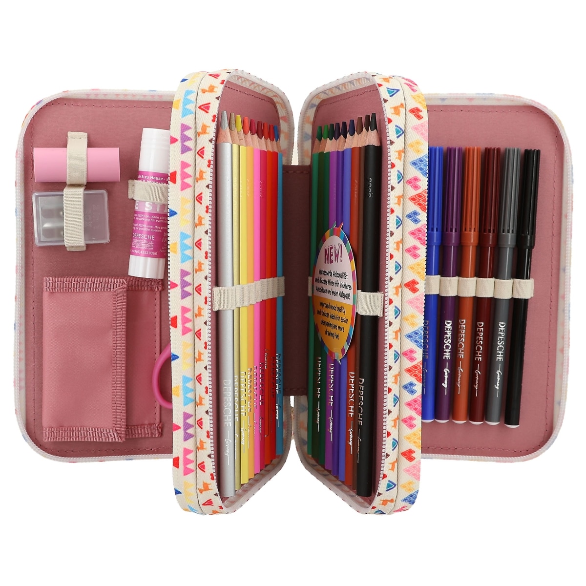 TopModel estuche triple Cosy en color rosa y material escolar 12583 - Imagen 3