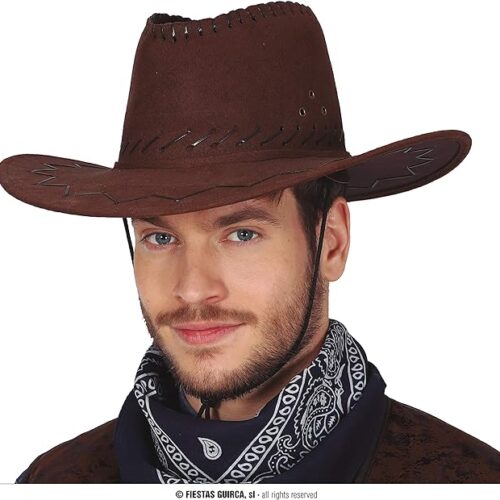 Sombrero de vaquero marrón oscuro de adulto para carnaval Guirca 13069