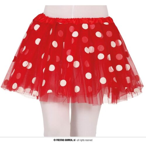 Tutú rojo con topos en color blanco de 30 cm de Guirca 17058