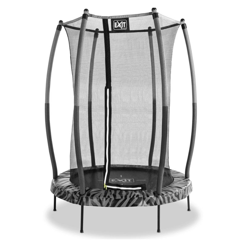 Cama elástica infantil negra-gris de 140 cm con red de seguridad peso máx 25 kg
