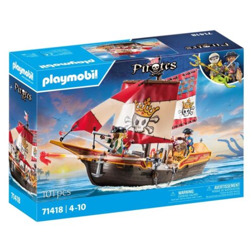 Playmobil barco pirata con accesorios de la línea Pirates 71418
