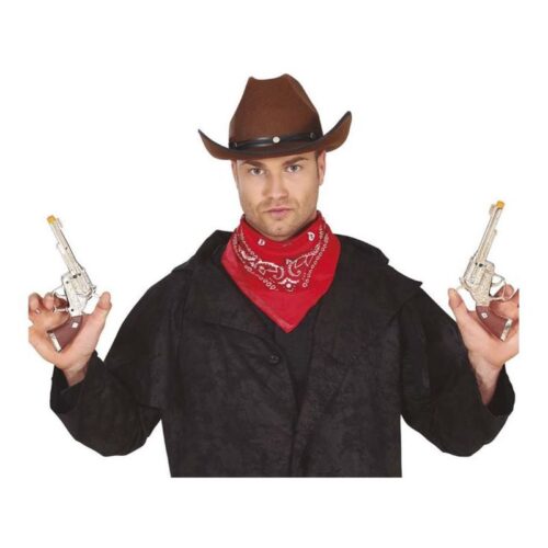 Pack dos pistolas de plástico de 25 cm para disfraz de cowboy 16091