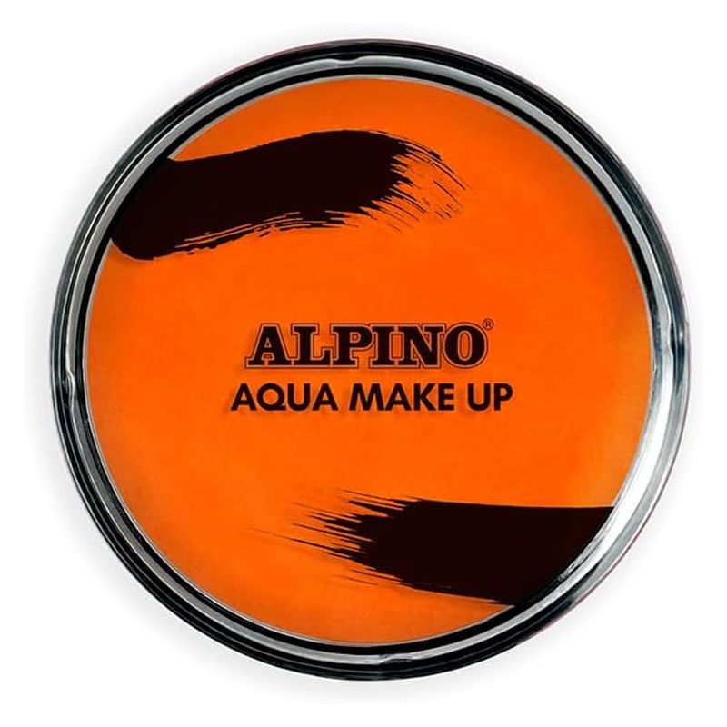 Maquillaje naranja polvera base al agua de Alpino ideal para carnaval