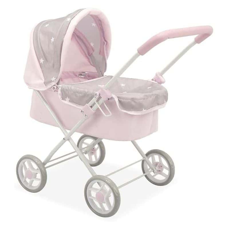 Coche de muñecas capota Emma Arias rosa con forro de estrellas 40465