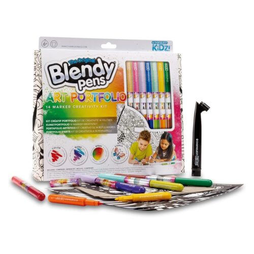 Maletin creativo Blendy Pens con 14 rotuladores, plantillas y aerografo BLD02101
