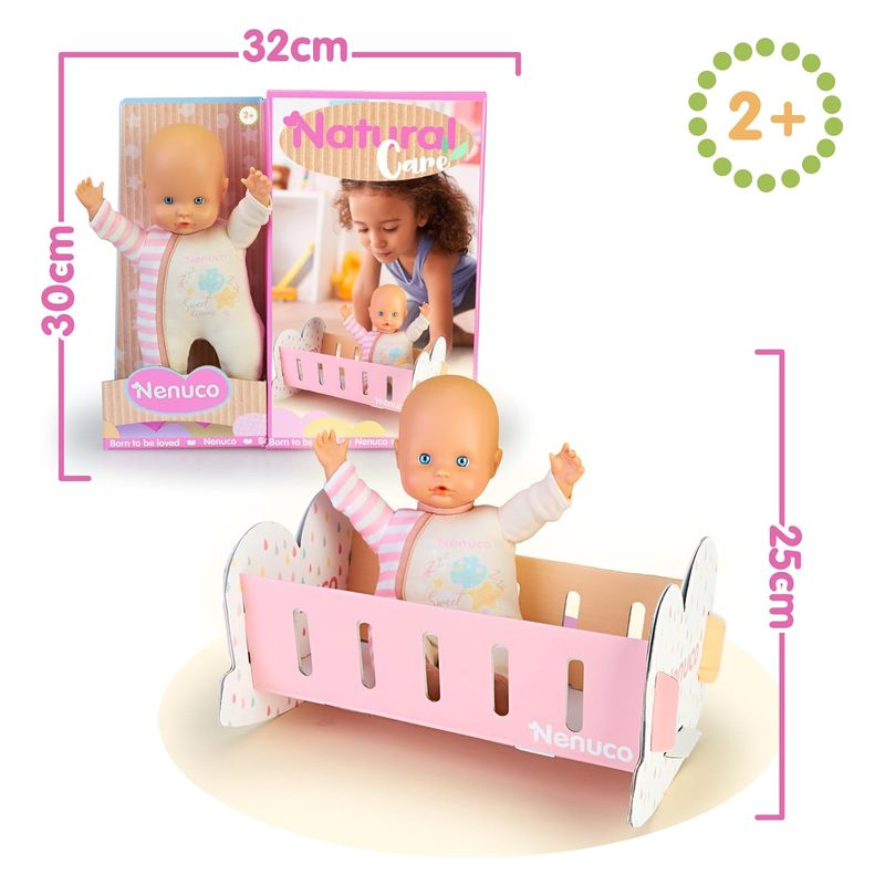 Muñeco Nenuco de 25cm cuerpo blandito con cuna de cartón NFN81000 - Imagen 2