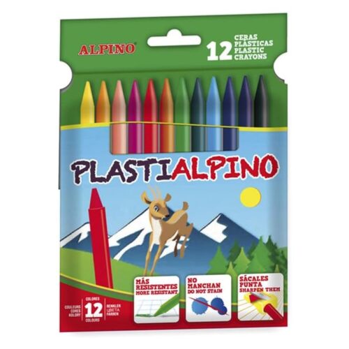 Set de 12 lápices de cera plástica de Alpino para colorear  PA000012