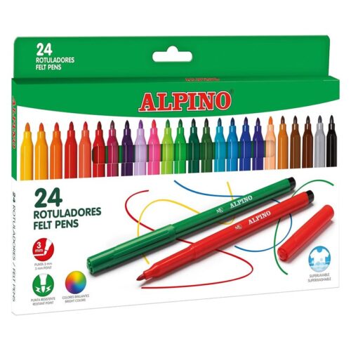 Alpino set de 24 Rotuladores de colores lavables con punta resistente AR001003N