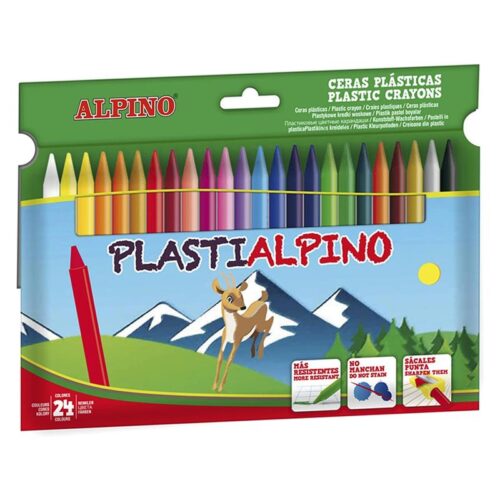 Caja con 24 lapices de cera plástioca de Alpino de gran resistencia PA000024
