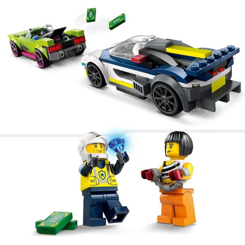 LEGO 60415 City coche de policía y deportivo verde a la fuga con accesorios - Imagen 2