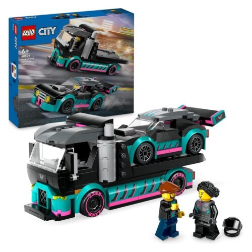 LEGO 60406 City coche de carreras y trailer portacoches con figuras