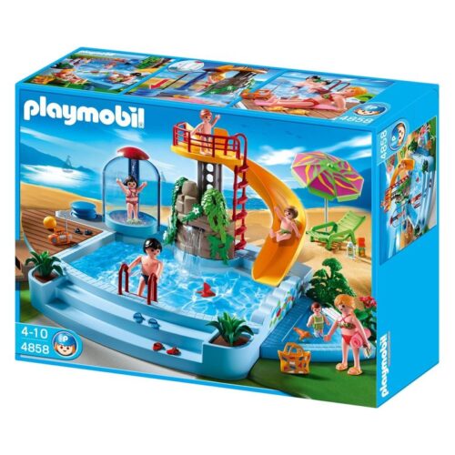 Playmobil 4858 Family Fun piscina con tobogán incluye accesorios y piezas