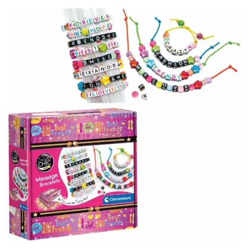 Juego de Manualidades con pulseras con mensajes Crazy Chic Clementoni