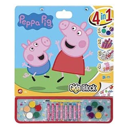 Set Peppa Pig de ceras y acuarelas para pintar y decorar con stickers