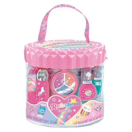 Bote de cosmética Rainbow Cosmetic completo con multitud de accesorios